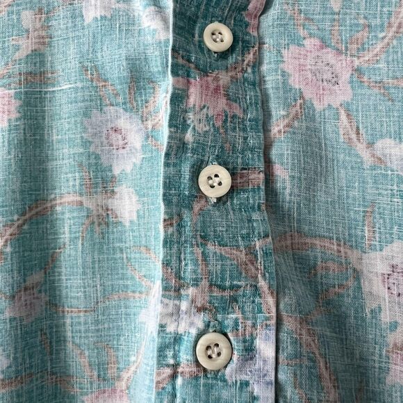 Reyn Spooner Shirt Mens Medium Blue Pink Floral Hawaiian Button Up Short Sleeve - Picture 7 of 13